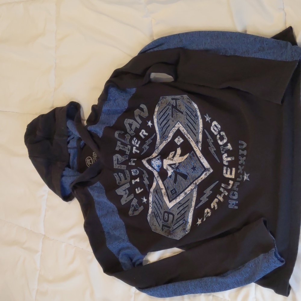 American fighter buckle long sleeve shirt with hood